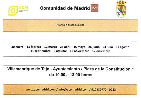 Atención al consumidor Calendario de fechas de atención al consumidor para el año 2024