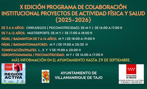 X Edición Programa de Colaboración Institucional Proyectos de Actividad Física y Salud