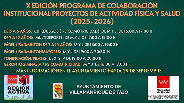 X Edición Programa de Colaboración Institucional Proyectos de Actividad Física y Salud